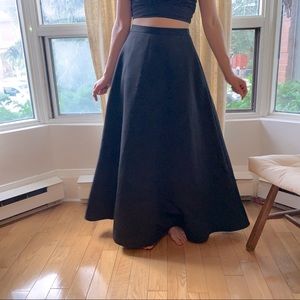 Vintage 1980s Black Tie Maxi Skirt